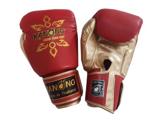Kanong キックボクシンググローブ : Thai Power 赤/ゴールド