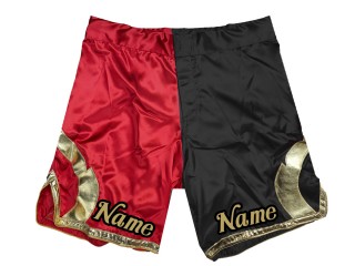 MMA ショーツに名前またはロゴを追加してカスタマイズ: レッド/ブラック