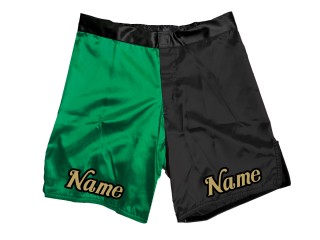 カスタム MMA ショーツに名前またはロゴを追加: グリーン - ブラック