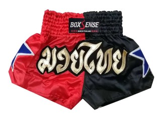BOXSENSE タイボクシングパンツ : BXS-089-赤-黒