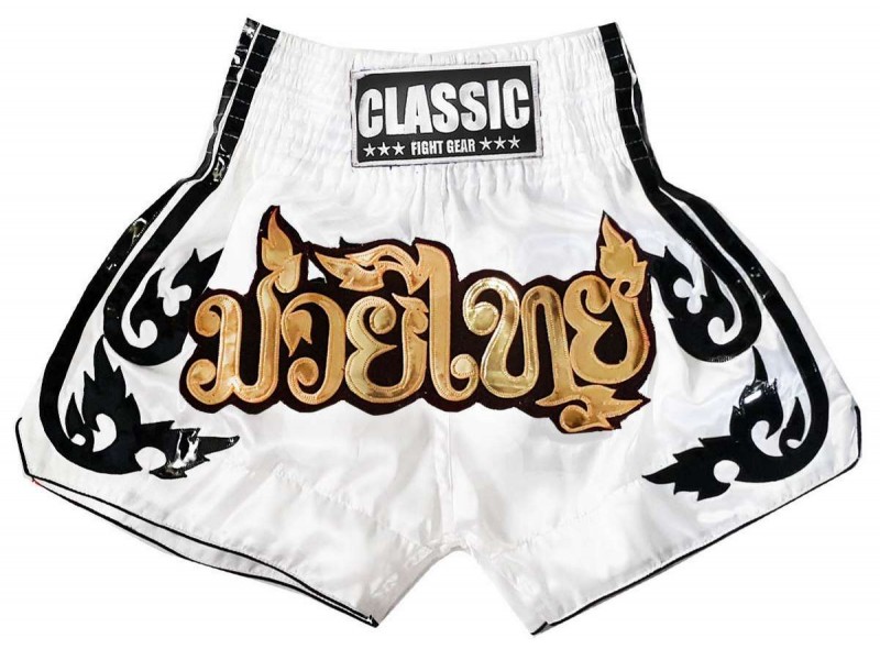 Classic タイボクシングパンツ ムエタイ パンツ Cls 016 白 ムエタイ 用品 Japanmuaythai Com