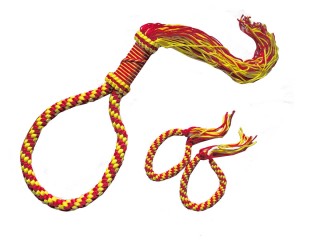 ムエタイ編みヘッドバンド  + ムエタイ 頭 飾り（モンコン） : 赤-黄