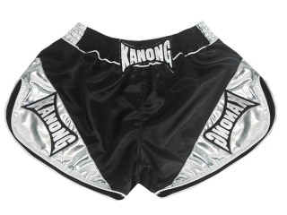 KANONG レディース キックボクシング キックパンツ : KNSRTO-201-黒-銀