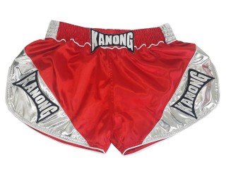 KANONG レディース キックボクシング キックパンツ : KNSRTO-201-赤 -銀