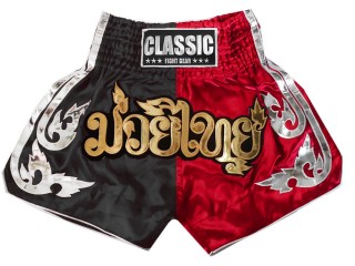 Classic キック ボクシング パンツ : CLS-015-黒-赤