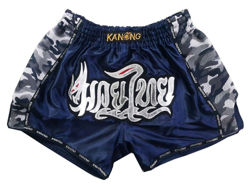 KANONG RETRO キック ボクシング パンツ ムエタイパンツ KNSRTO-231-紺 ムエタイ 用品 
