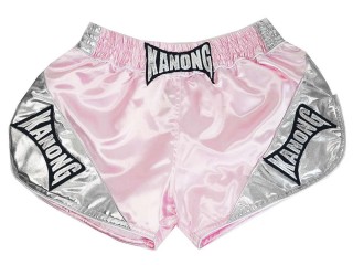 KANONG RETRO キック ボクシング パンツ : KNSRTO-201-ピンク-銀